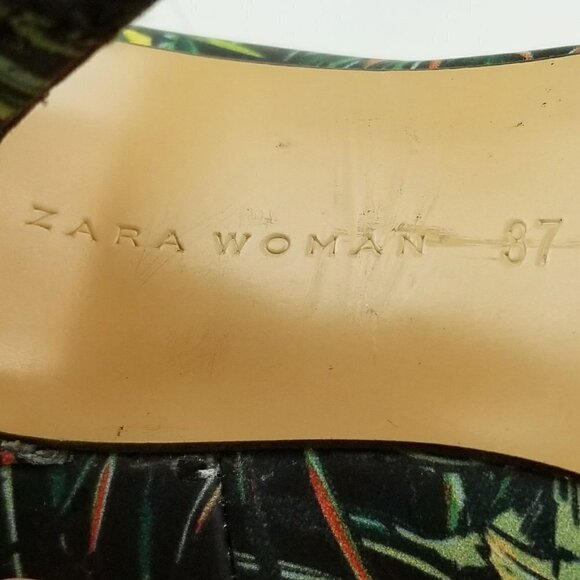 Zara Woman Size 37 (US 7-7.5) Pineapple Floral Slip On Pointed Toe Women's Pumps - Picture 6 of 12